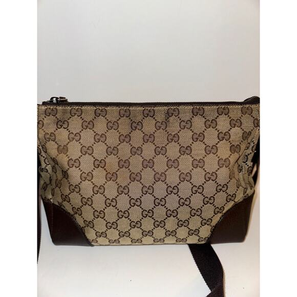 Gucci GG Monogram Canvas Leather Shoulder Bag Made in Italy Authentic Pre-Owned - Picture 3 of 14